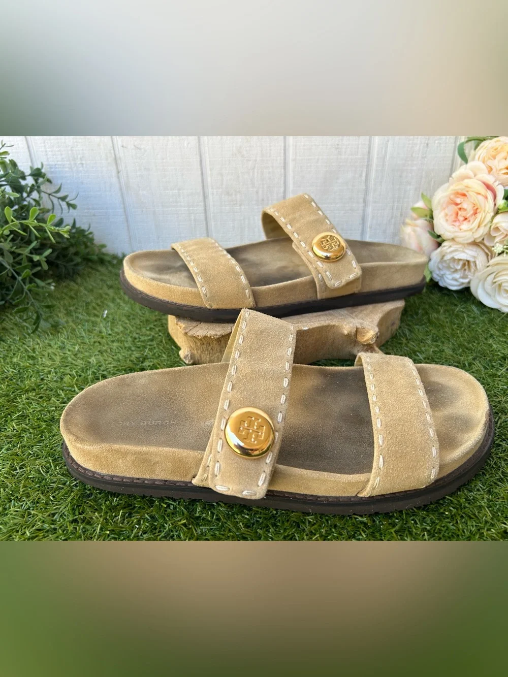 Tory Burch ROMY SPORT SLIDE $275 women size 9.5 gently used Color: Butterscotch